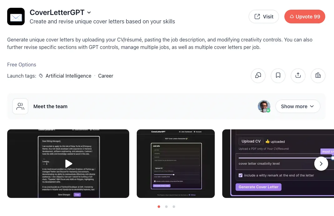 CoverLetterGPT Product Hunt Launch