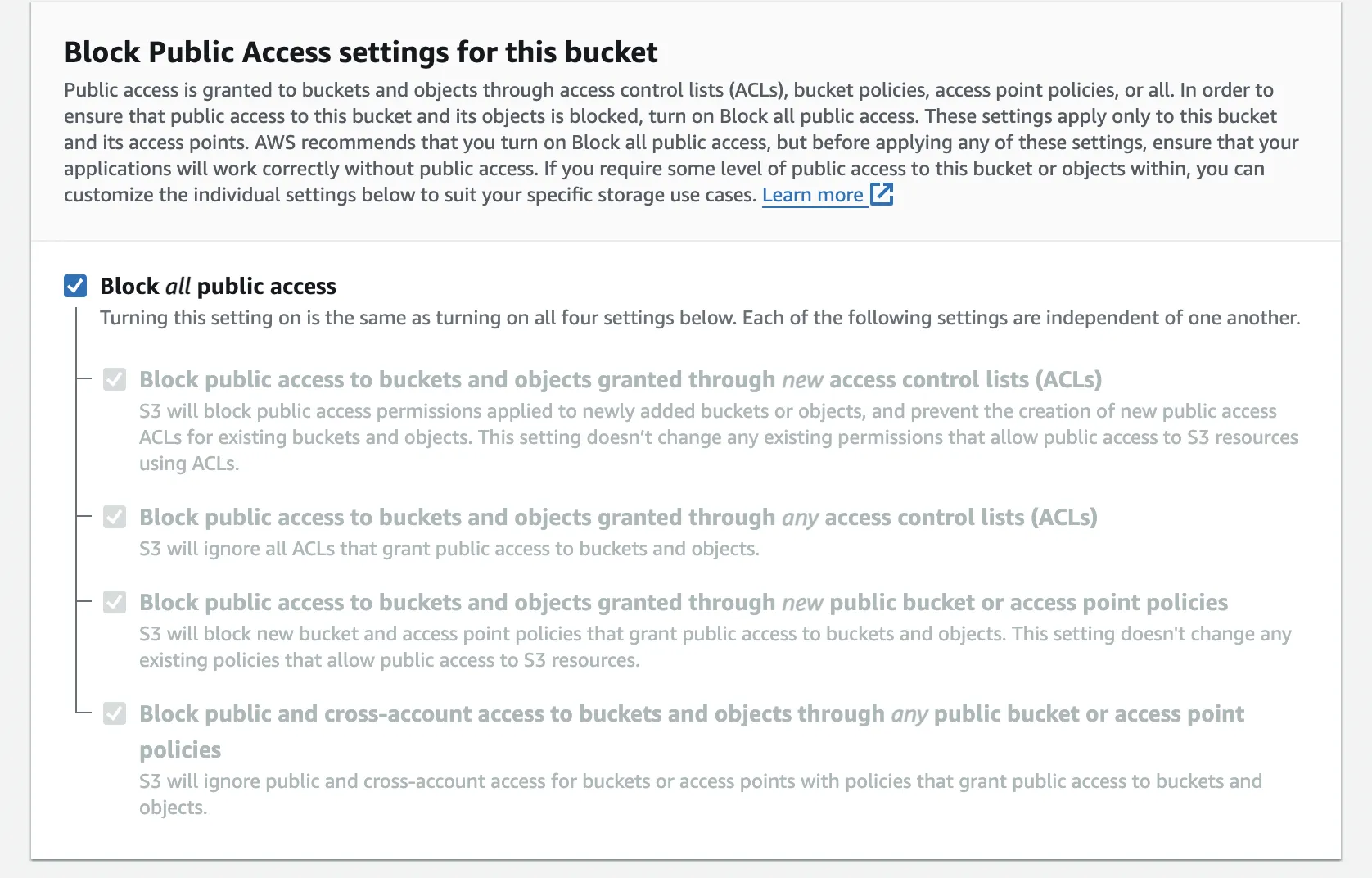 bucket settings