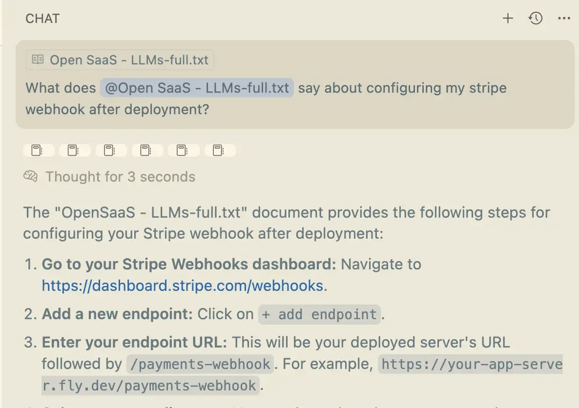 Using llms.txt in an AI coding tool