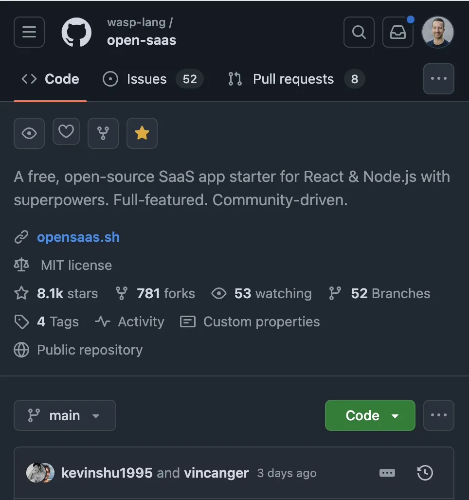 Open SaaS screenshot