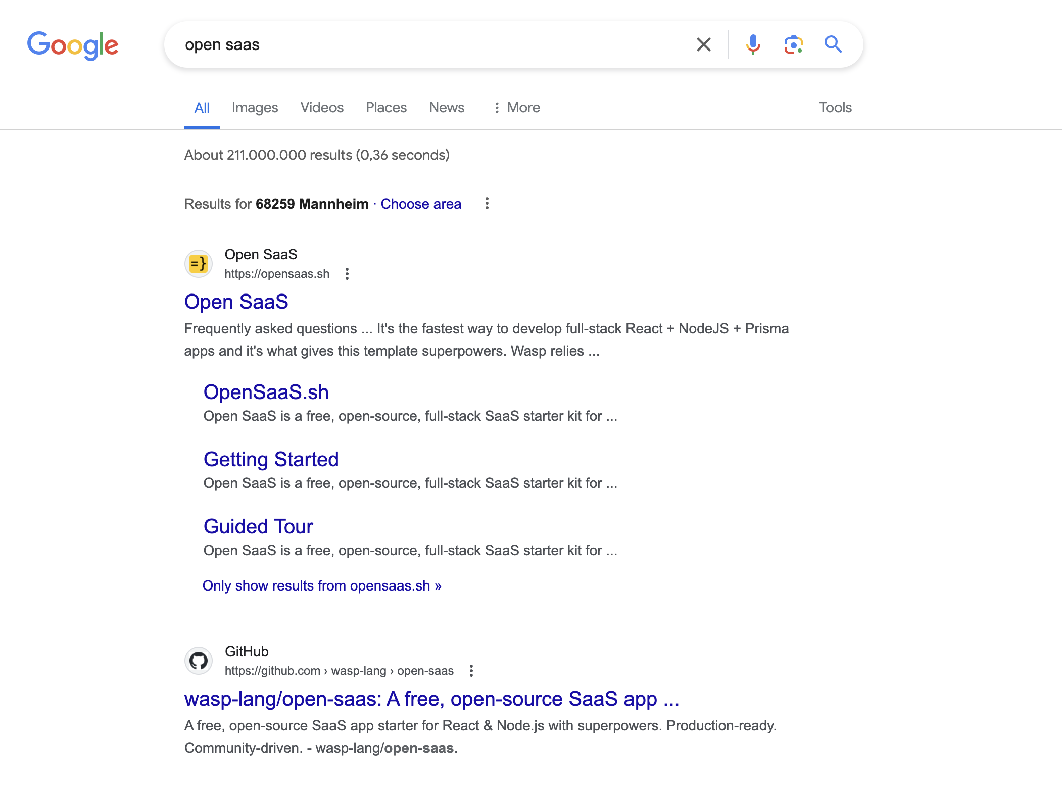 open-saas-google-search